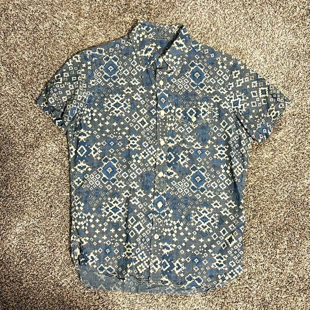 Gap Button Up With Cool Unique Pattern. Blue Gray - image 1